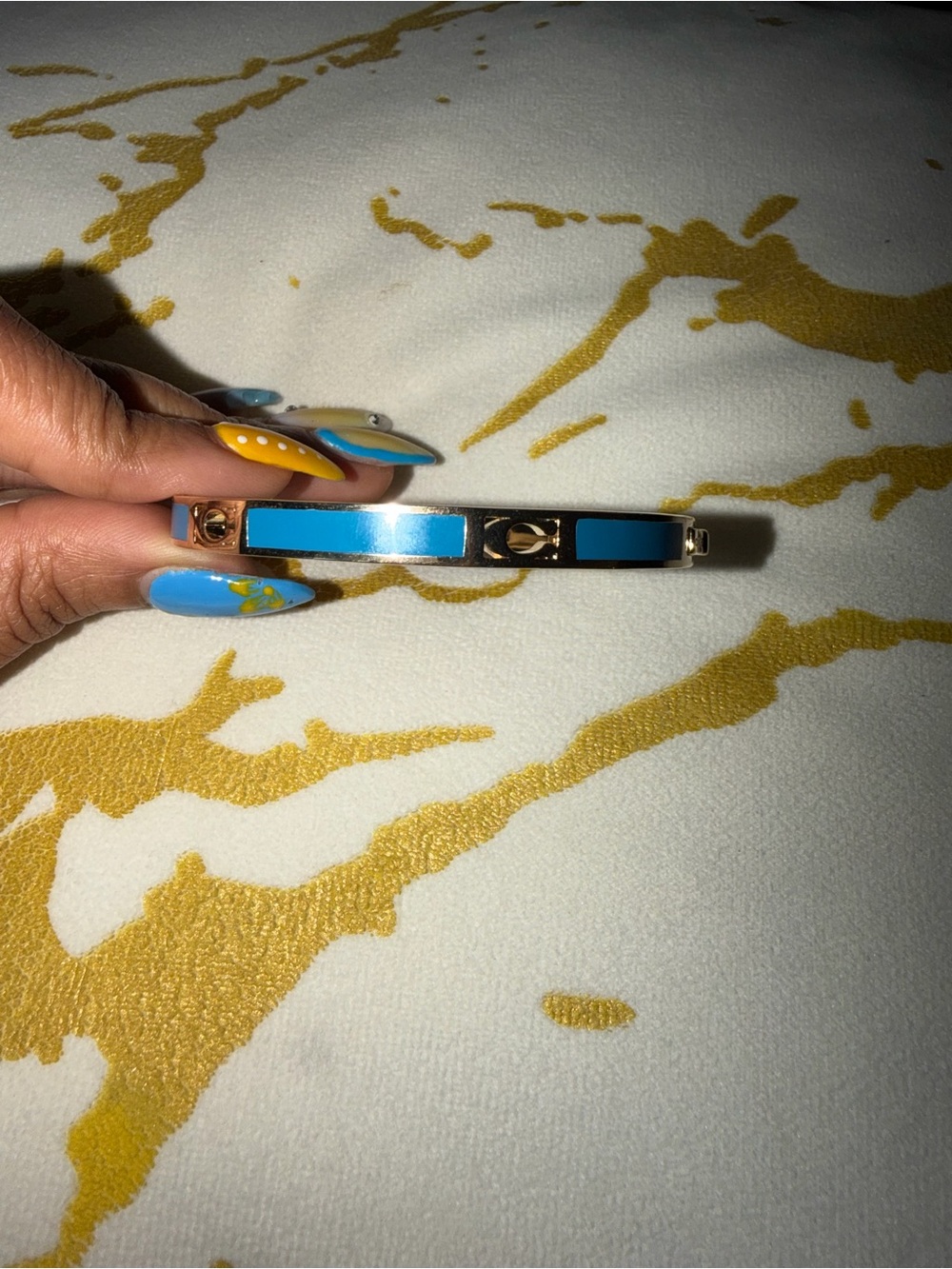 Coach Gold-Tone Bangle with Turquoise Enamel - Picture 6 of 7